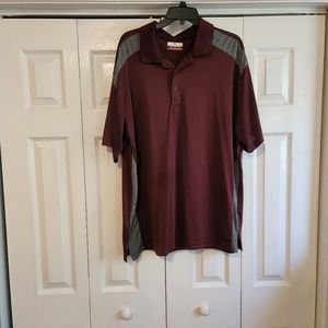 Mens size 2XB maroon and gray dri-fit polo